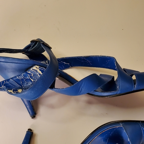 Vintage 70s Marc Alpert Blue Strappy Open Toe Disco Stiletto - Picture 8 of 14